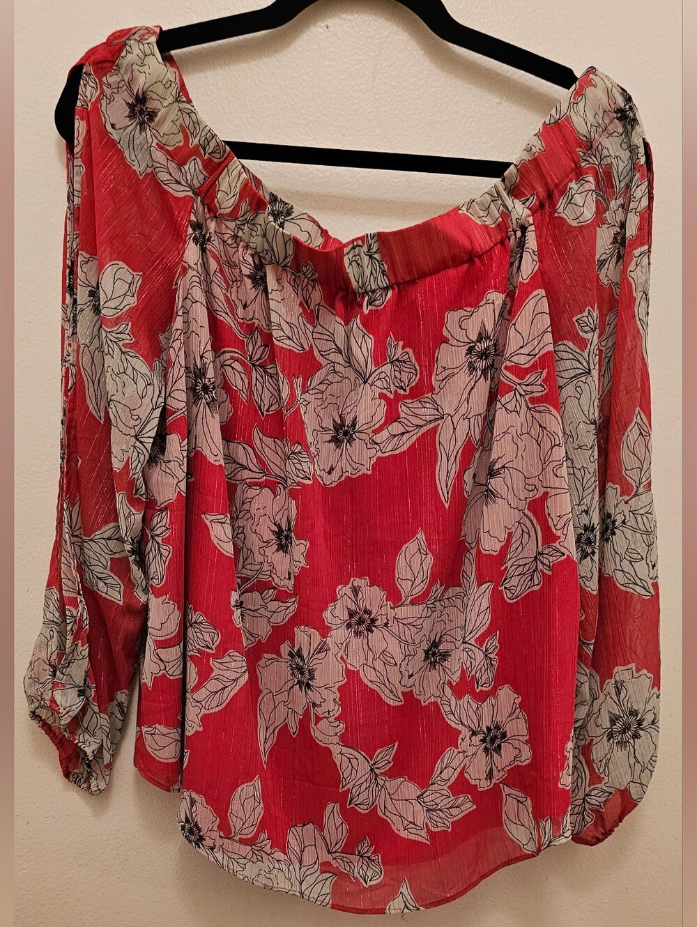 INC International Concepts Hot Pink Floral Off-Shoulder Top